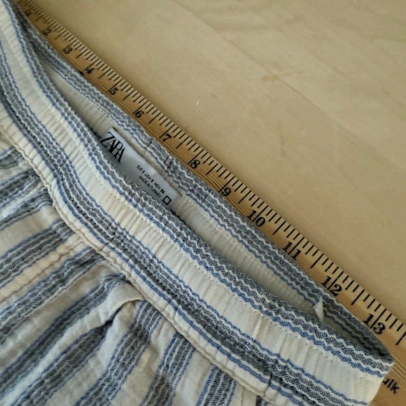 Zara Cotton Pull-on Drawstring Waist Striped Off White Pants - Picture 8 of 8
